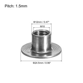 uxcell M10 T-Nuts, 24pcs Carbon Steel Tee Nuts, Round Base Weld Nuts 12mm Height Through Hole Flange Insert Female Thread Plate Nuts