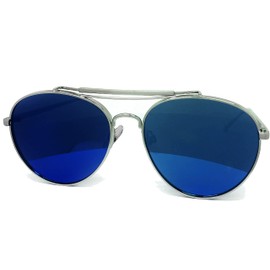 2-947 RAKOSTA Oversized Mirrored Retro Flat Metal Aviator Women Men Vintage Sunglasses (BLUE, 60)