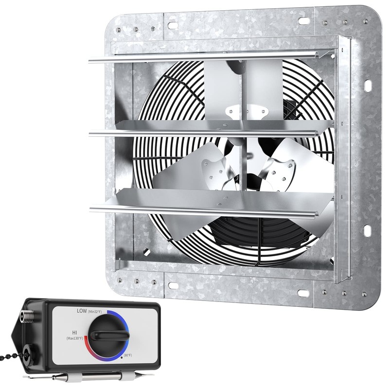 iLIVING 14" Wall Mounted Shutter Exhaust Thermostat Control-3 Speeds Vent