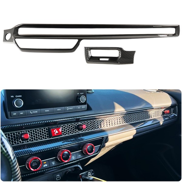 Fancemot Carbon Fiber Center Console Dashboard Panel Trim Cover AC