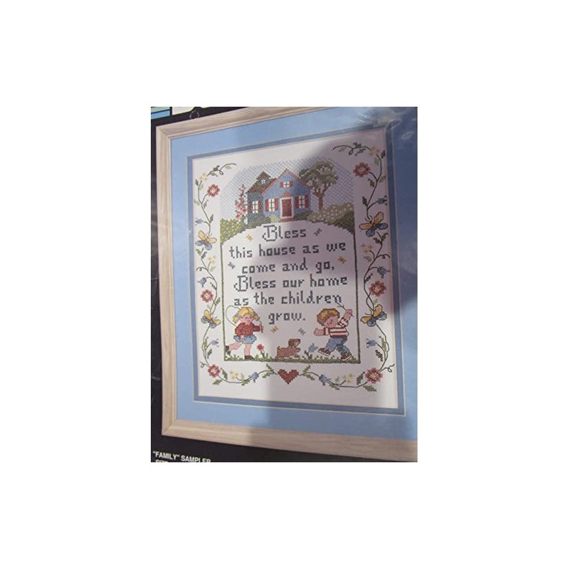Vintage Bucilla 40395 Stamped Cross Stitch Family Sampler Size 28cm