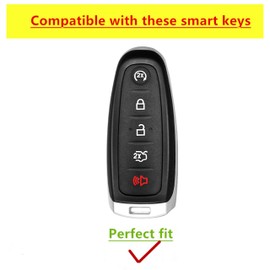 QIXIUBIA for Ford Key Fob Cover Keyless Remote Smart Key Fob Shell with Keychain Fit for Ford C-Max Edge Escape Expedition Explorer Flex Focus Taurus Lincoln MKS MKT MKX Navigator (Red)