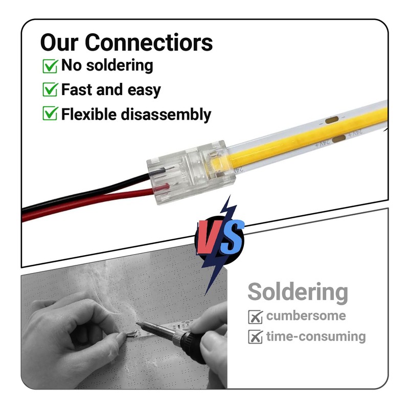 HAMRVL 8mm Cob Led Strip Light Connectors 2 Pin,Led Strip