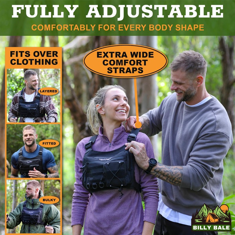 Billy Bale Sports Chest Bag – Lightweight, Outdoor Water-Resistant Adjustable