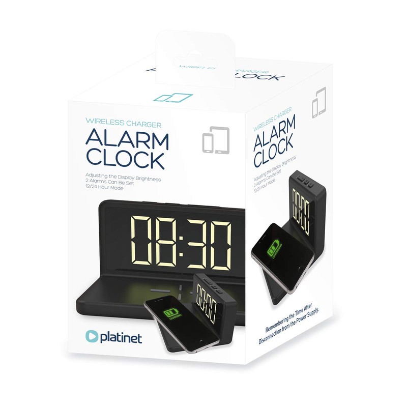 Platinet 5W PACW5 Alarm Clock with Wireless Charger - Black