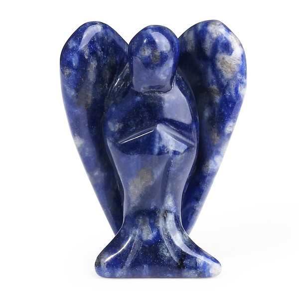 XIANNVXI 38 mm Crystal Angel Figurine Blue Sodalite Healing Crystals Gemstones Polished Stones Statue Reiki Guardian Angel Gifts