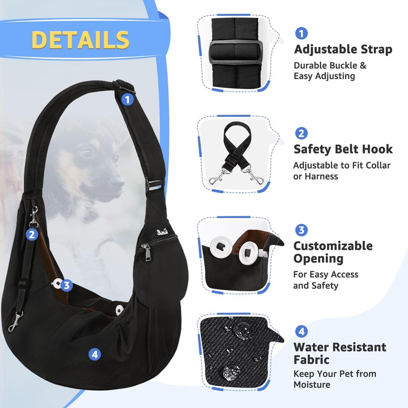SlowTon Dog Carrier Sling - Thick Padded Shoulder Strap Adjustable
