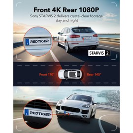 REDTIGER REDTIGER 4K Dash Cam Front and Rear, STARVIS 2 Sensor, Touch Screen 3.18", Voice Control, 5.8GHz WiFi Car Dash Camera, Free 128GB Card, GPS, Night Vision, Emergency Lock, Parking Monitor (F7N Touch)