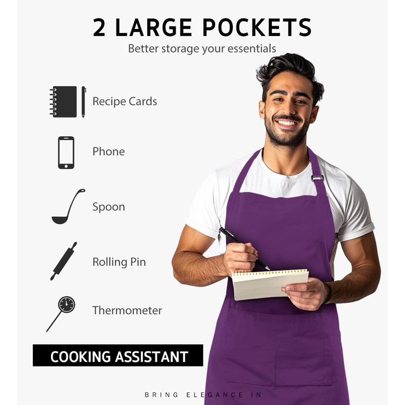 Syntus 12 Pack Bib Apron, Unisex Aprons Adjustable Waterdrop Resistant