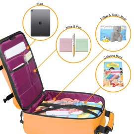 Rangeland Kids Travel Backpack Suitcase Style Lightweight Carry-On Weekender Bag 10L Daypack with Tablet Sleeve and Chest Strap, Papaya