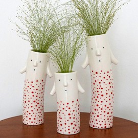 MOUGIGI Family Face Vases Set of 3 - Cute Handmade Ceramic Bud Vases for Pretty Flowers - Unique Modern Decor - Aesthetic Small Flower Holders for Home Elegance
