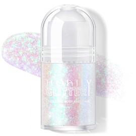 HOSAILY Roll-on Holographic Body Glitter Gel for Body Face Hair, Chameleon Color Changing Glitter Gel Under Light, Chunky Mermaid Sequins Festival Party Body Shimmer Glitter Makeup (11# Mermaid)