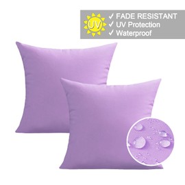 VAKADO Outdoor Waterproof Throw Pillow Covers 16X16 Set of 2 Decorative Purple Patio Furniture Cushion Cases Outside Decor for Couch Garden Bench Porch