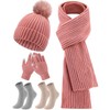 SATINIOR 5 Pieces Winter Beanie Hat Scarf Touchscreen Gloves and