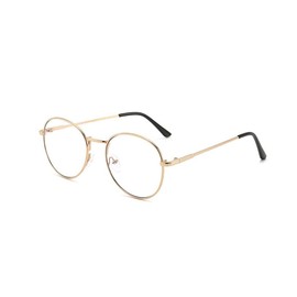 LIPIODOL Round Glasses Metal Frame Retro Fashion Blue Light Blocking Glasses, gold