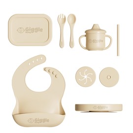 GIGGLEBUDDY Silicone Baby Feeding Set with Bento Box - Baby Led Weaning Set - Infant Eating Suction Sets - Baby Plates and Utensils Set - Baby Eating Essentials - Juego de Alimentacion para Bebes