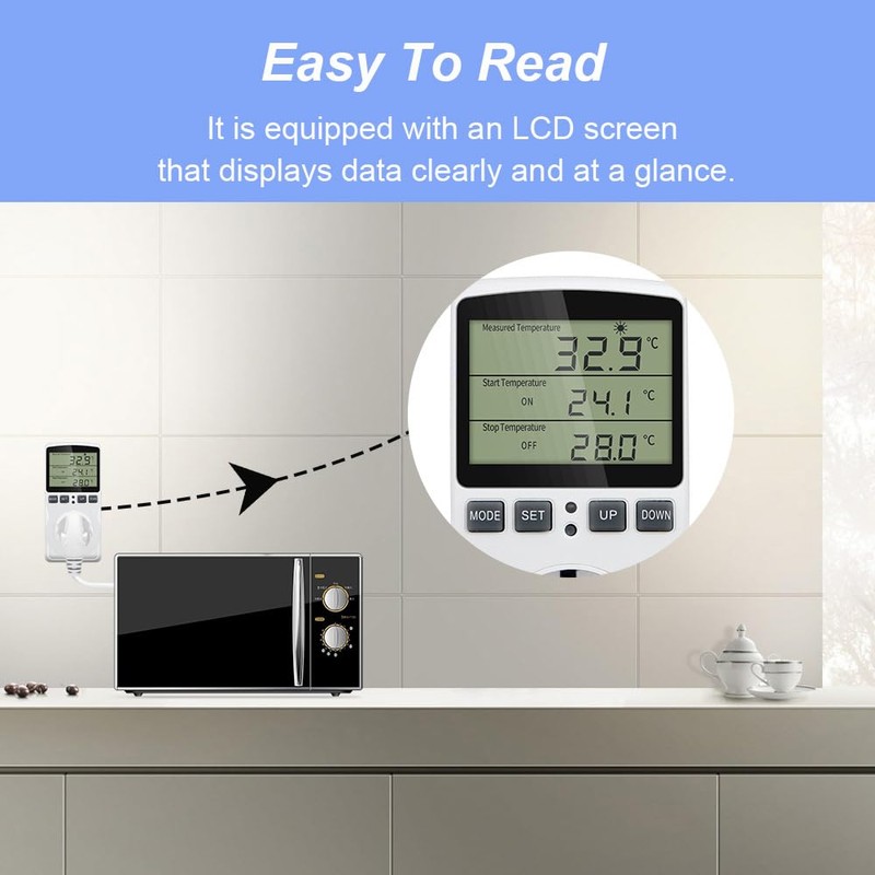 Digital Temperature Controller, Thermostat Outlet Socket -40~120℃ Heating Cooling Timer