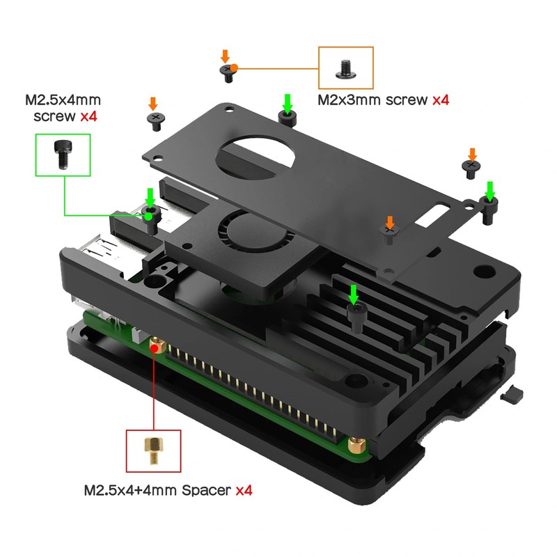 Ultra-Thin CNC Aluminum Case with Fan for Raspberry Pi 5
