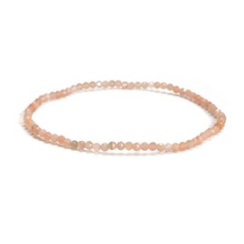 JM Design 1 Piece Per Bag 2mm Trendy Healing Natural Real Peach Moonstone Faceted Round Beads Beaded Stretch Bracelets 7.5'' Length for Women Men