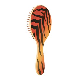 Paddle Brush Hair Brush, Round Wooden Pins Air cushion comb, Scalp massages Detangling Hair Hairbrush for Smoothing Hair Print Tiger Skin Animal Texture Style