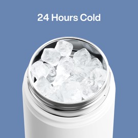 Kids Insualated Water Bottle with Straw - 12oz Stainless Steel Water Bottle with Dual Spouts, Leak-Proof, BPA-Free, Double Wall Vacuum Keeps Cold for 24 Hours for Sports, Travel, School (Polar White)