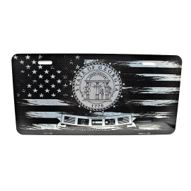 DIGIART INTERNATIONAL GEORGIA STATE SEAL AMERICAN TACTICAL FLAG BRUSHED METAL CAR LICENSE PLATE TAG