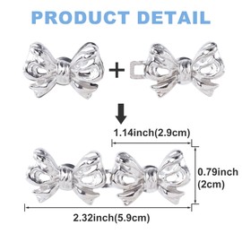 Mxxipp 4 Sets Waist Tightener Button for Women, No Sewing Bow Jeans Tightener Pin, Detachable Bow Waist Knot Clip for Pants Skirt Waist Too Loose Big- Silver & Copper