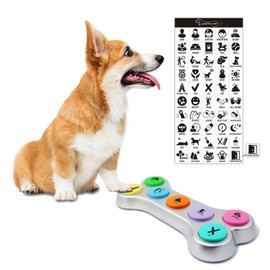 ANLIKY Dog Buttons for Communication, 7pcs Recordable Talking Buttons Set with Scene Stickers, Pet Training Buttons for Puppy Small Dogs & Cats Black Color (Battery Included)