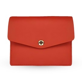 FATASH Credit Card Holder, PU Leather Wallet with 3 Card Slots & 1 Cash Pocket & Snap Button Closure, RFID Blocking Card Protector Case for Women - Red