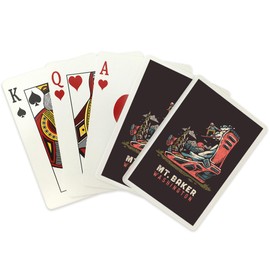 Lantern Press Mt. Baker, Washington, Snowboard Binding, Distressed Vector (52 Playing Cards, Poker Size Card Deck with Jokers)