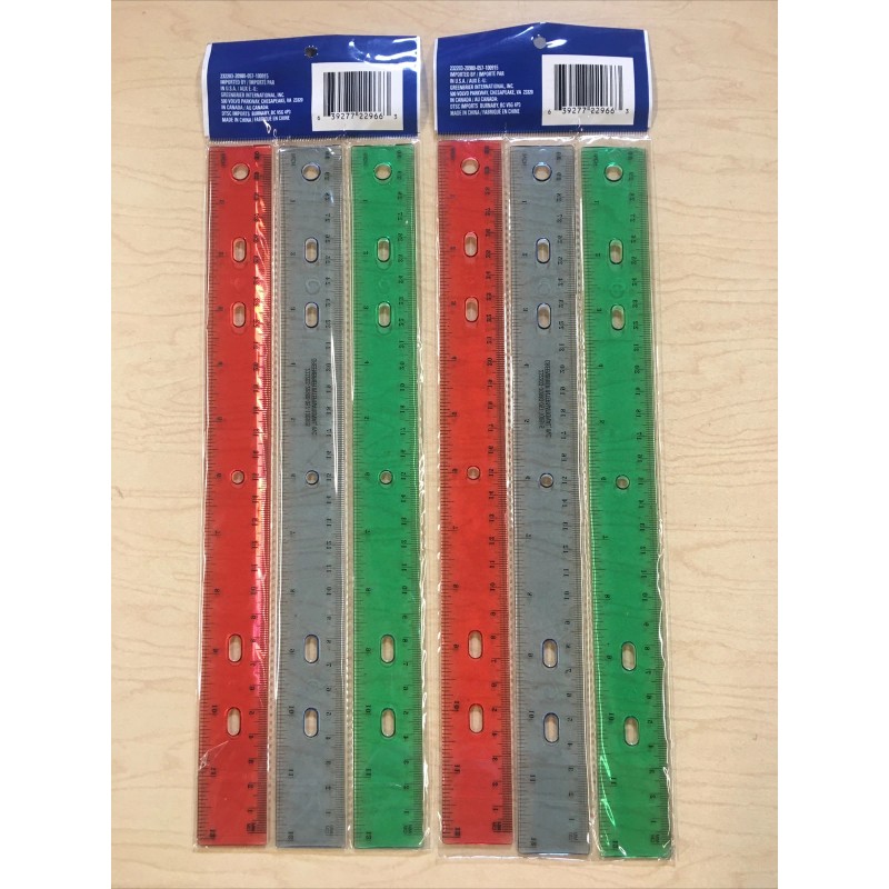 Jot 3 Pack of 12" Plastic Rulers Office School Work