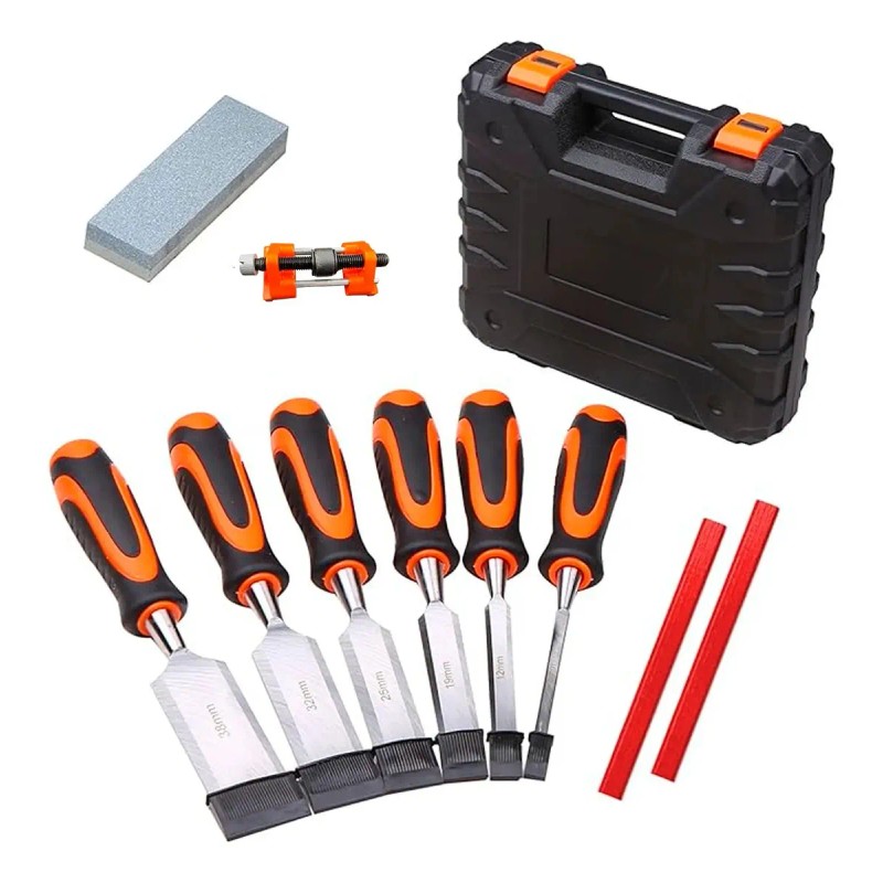 Juego Cincel Madera Tallado Carpintero Formon Gubia Kit 10pz
