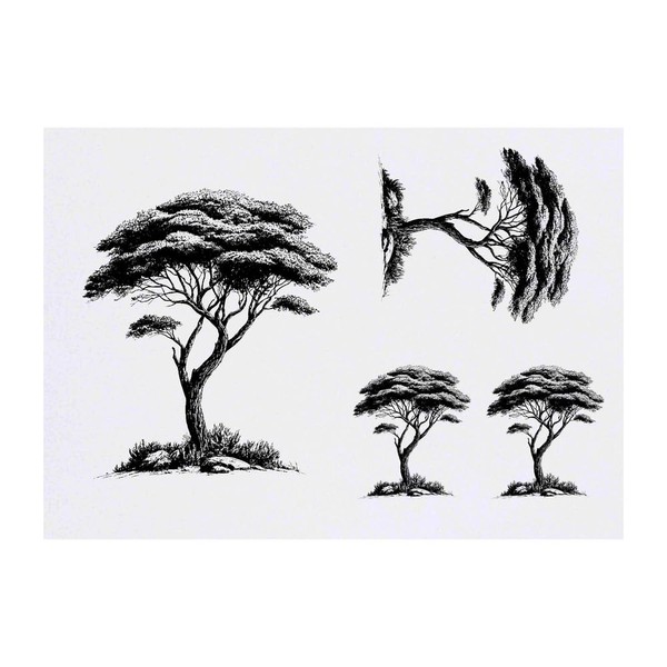 Azeeda 4 x 'Baum mit Gras' Temporäre Tattoos - Wasserfest,