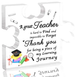 Teacher Gifts, Thank You Gift - Puzzle Shaped Acrylic Plaque Thank You Gifts 10 × 8.2 × 1cm, Thank You Gifts for Women, Men, Teaching Assistant Gift, Thank You Teacher Gifts, English teacher gifts