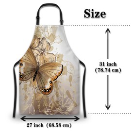 Olikked Artist Apron Women Fashion Butterfly Mans Aprons for Kitchen Cooking Restaurant BBQ Painting Crafting Gardening 27” (W) x 31” (H), Waterproof Apron