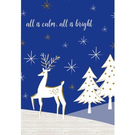 Religious Christmas Card 8 Pack, All is Calm, All is Bright (Joy and Peace on Earth, 4.75 Inches x 6.75 Inches, White Envelopes)