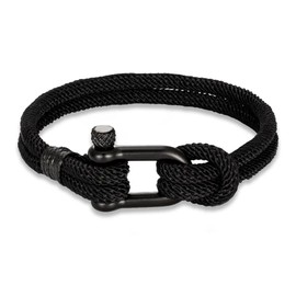 ZENSE - Black Nautical Shackle Bracelet for Men Braided Rope ZB0370, Polyester