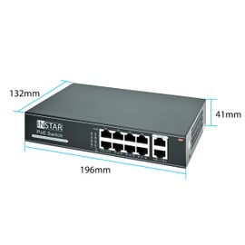 INSTAR IN-PoE 8120 PoE Switch - Gigabit - 10/100/1000 Mbit/s - Power Over Ethernet - 8X PoE Ports + 2x Uplink - IEEE 802.3af and 802.3at - Max. 120 Watt - 30 Watts per Port