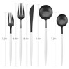 Matte Black Silverware Set with white handle, Bysta 5-Piece Stainless