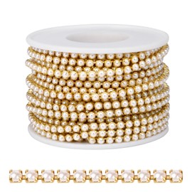 Yard Gold Pearl Claw Cup Chain for Crafts - 10 Yards Gold Pearl Trim, 3MM Beaded Trim for Sewing, DIY Jewelry Making & Decoration