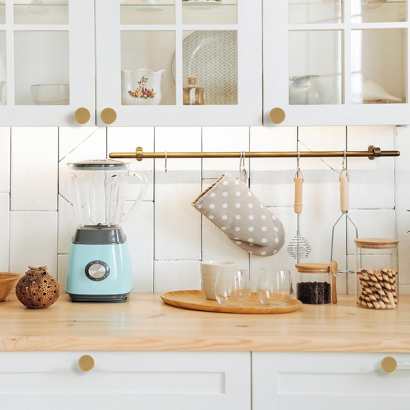 RZDEAL 1.18 Inch Round Gold Knobs for Dresser Knurled Drawer