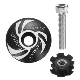 sourcing map 1 1/4" OD Bicycle Headset Stem Top Cap Aluminum Alloy Star Nut Cycling Headset Cover Stem with M6 Bolt for Mountain Bike Road Bike MTB, Black