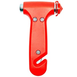 AA Emergency Car Window/Glass Hammer Seatbelt Cutter Rescue Tool AA6240 - Essential For Quick Vehicle Escape – With Mounting Screws And Bracket, Red