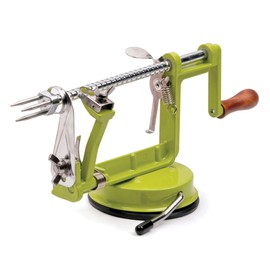 RSVP International Green Apple Slicer, Corer, & Peeler | Suctions to Countertop | Cuts Perfect .25" Slices | Durable & Strong