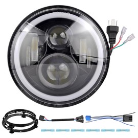 EYPINS 7 inch LED Motorcycle Headlight Compatible with H-a-rley, Dot Approved LED Headlight with 7 inch Mounting Bracket, 4250LM 6000K White 2600LM 3500K Amber, IP67 Watweproof