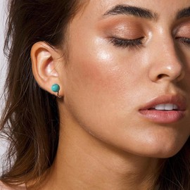 Natural Real Turquoise Clip On Earrings Silver Plated Genuine Blue Western Blue Real Genuine Country Non Pierced Jewelry for Women