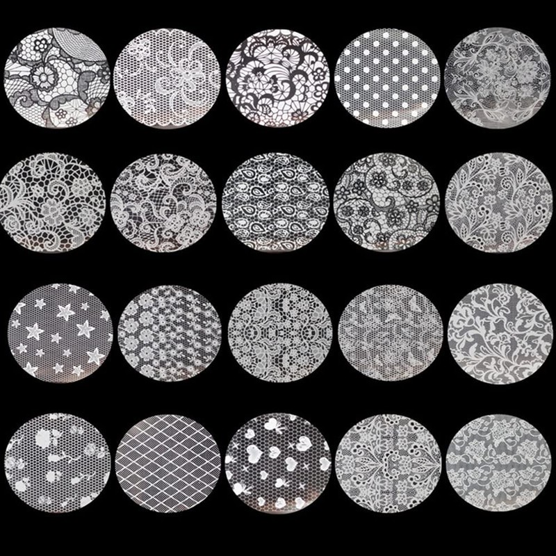 20pcs White Lace Starry Sky Nail Foil Decal Sheet Aluminum