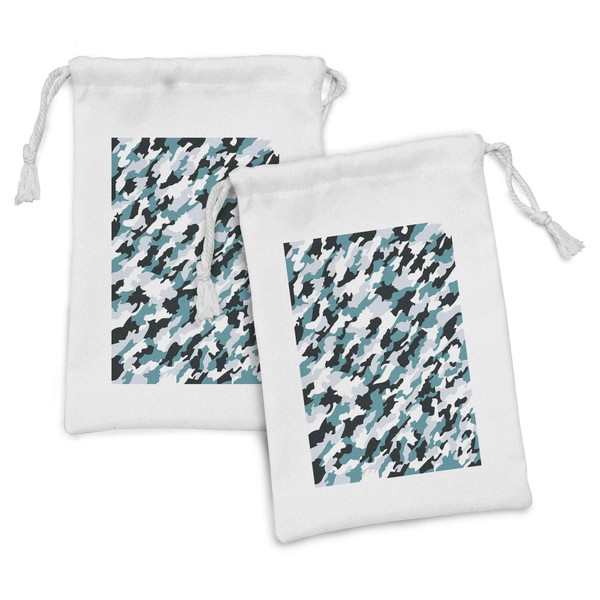 Ambesonne Camo Fabric Pouch Set of 2, Aquatic Ocean Sea