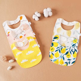 AUPOWER Baby Bibs, Pack of 5 Drool Bibs Baby, Adjustable Burp Cloth Baby, Super Absorbent Organic Cotton Neckerchief Baby, Bib for Baby Shower Party Boys Girls, White