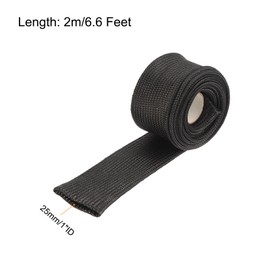 sourcing map Heat Shield Sleeve, 1" ID 6.6 Feet Heat Sleeve Automotive Wire Heat Shield Fuel Line Heat Shield Sleeve Heat Sleeve Heat Wrap 500 Degree for Wires, Black